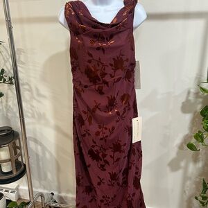 Adrianna Papell Wine Floral Maxi Dress